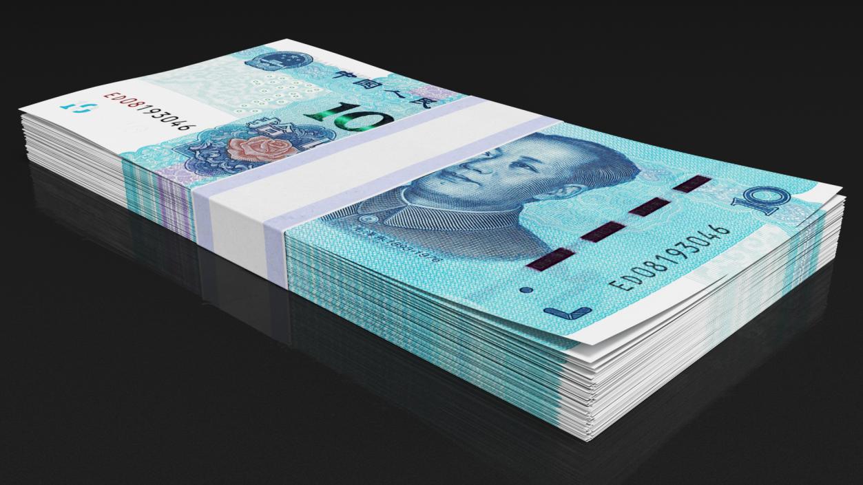 3D Pack of Chinese 10 Yuan 2019 Banknotes model