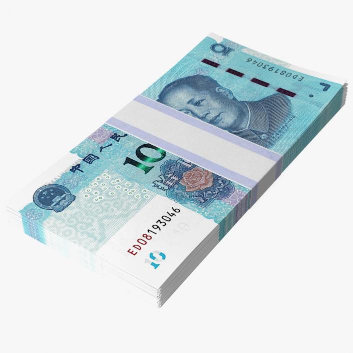 3D Pack of Chinese 10 Yuan 2019 Banknotes model