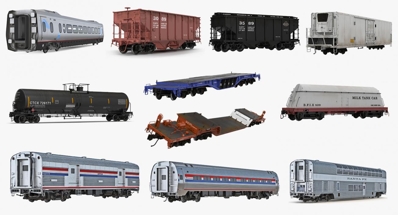 3D Railroad Wagons Collection 2 model