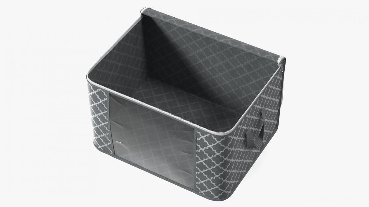 3D Windowed Storage Bin Grey Empty Open