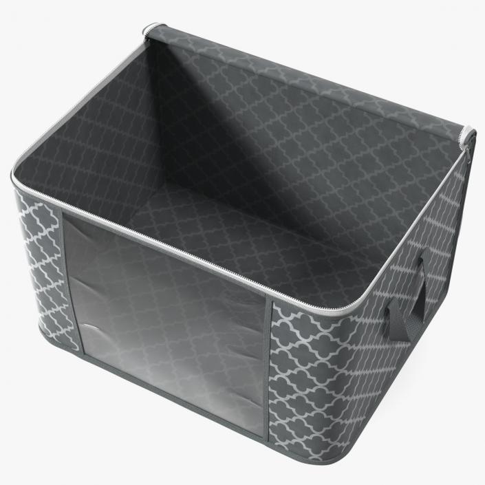 3D Windowed Storage Bin Grey Empty Open