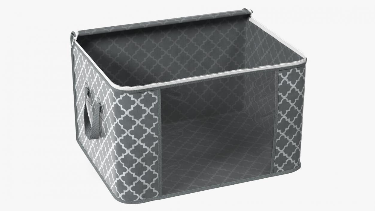 3D Windowed Storage Bin Grey Empty Open