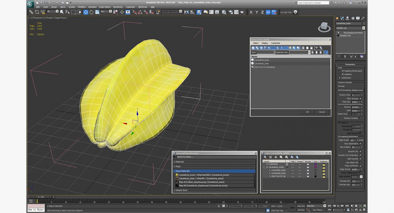 Star Fruit Or Carambola Fruit 3D model