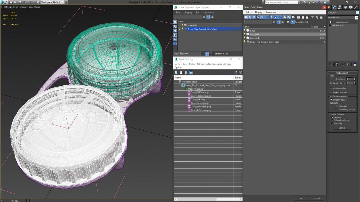 Screw Top Contact Lens Case 3D