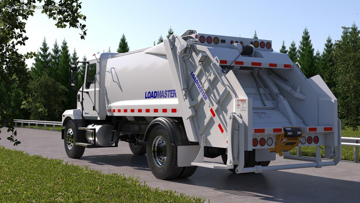 3D Mack MD6 Medium-Duty Garbage Truck Rigged