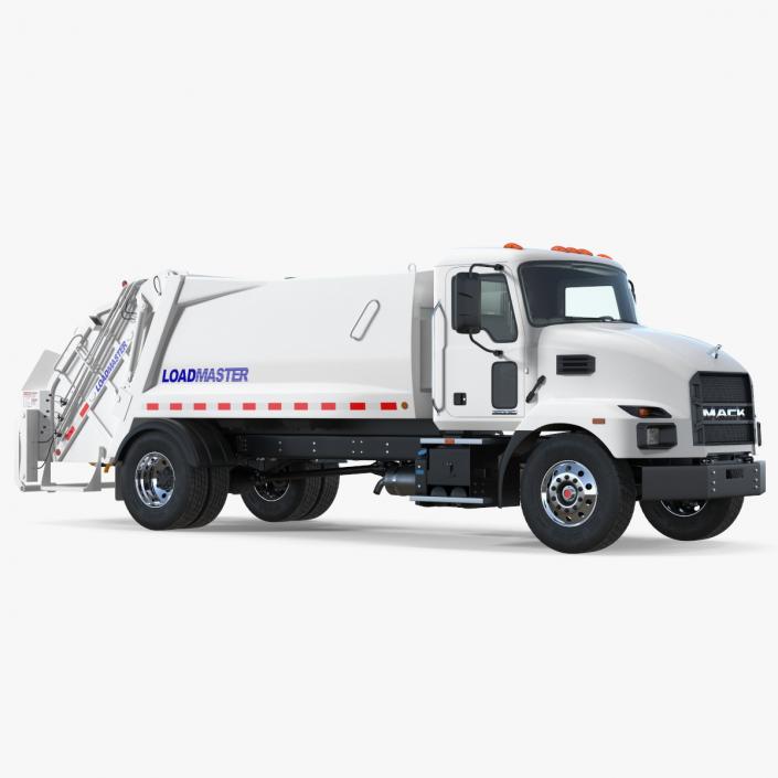 3D Mack MD6 Medium-Duty Garbage Truck Rigged