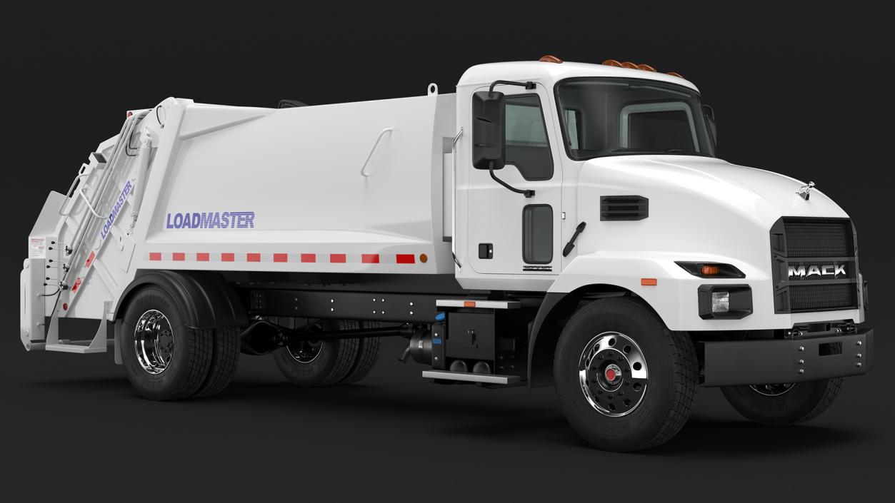 3D Mack MD6 Medium-Duty Garbage Truck Rigged