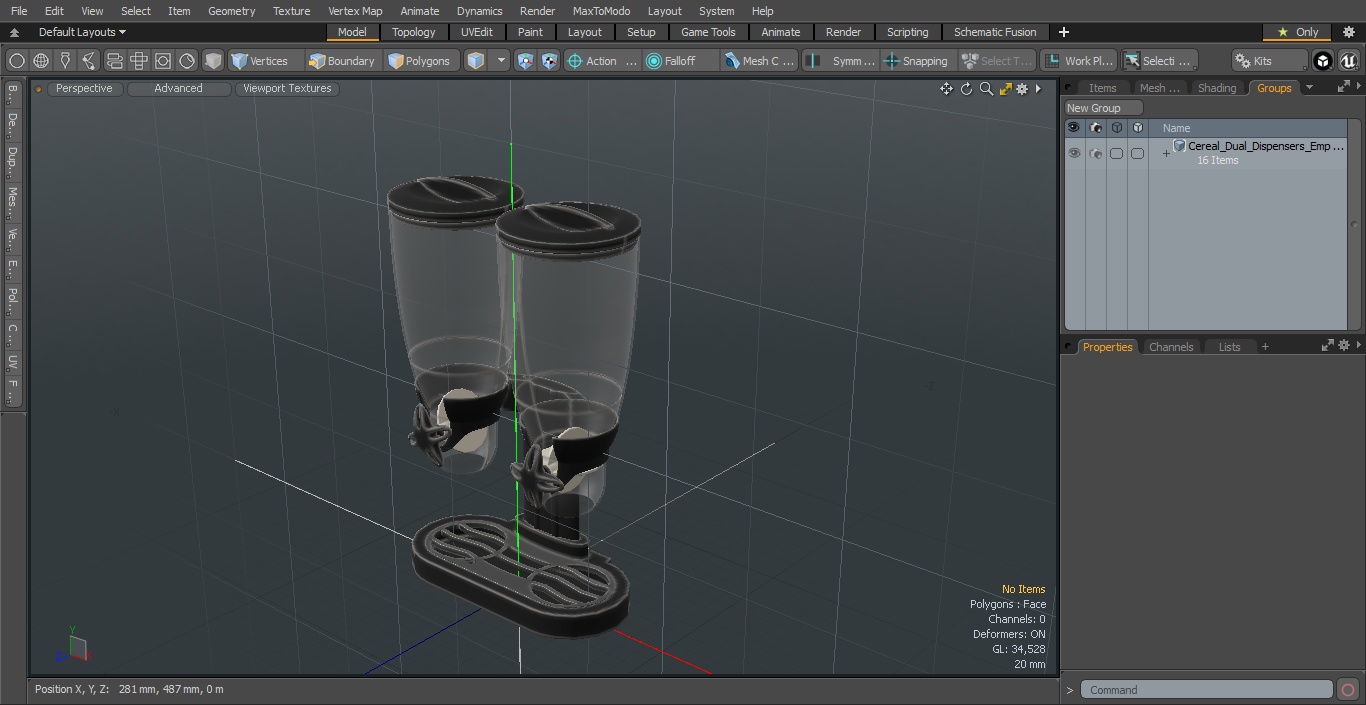 Cereal Dual Dispensers Empty Black 3D model