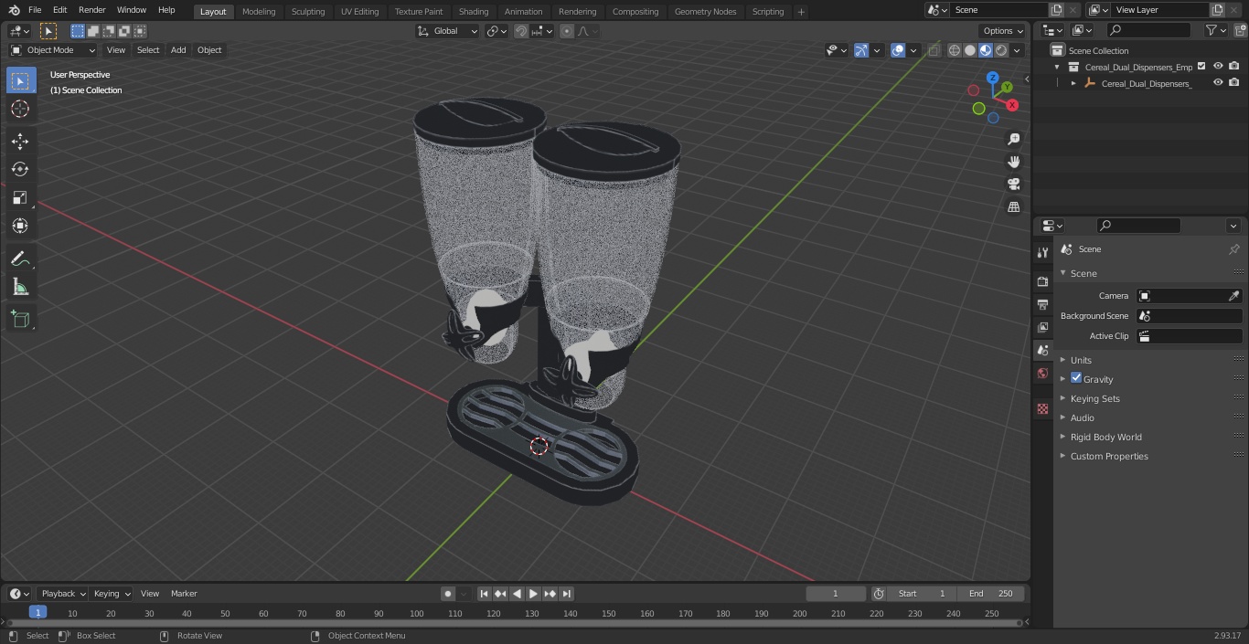 Cereal Dual Dispensers Empty Black 3D model