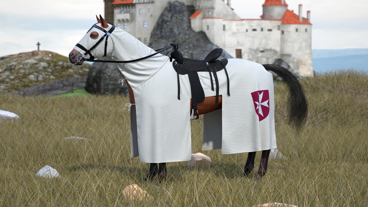 Crusader Horse Armor Fur 3D model