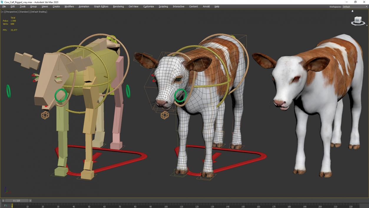 Cow Calf Rigged for Cinema 4D 3D model