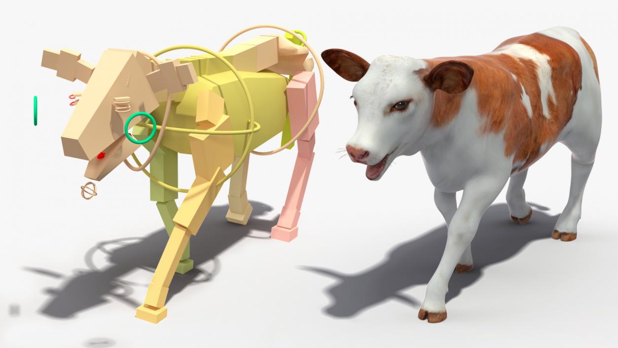 Cow Calf Rigged for Cinema 4D 3D model