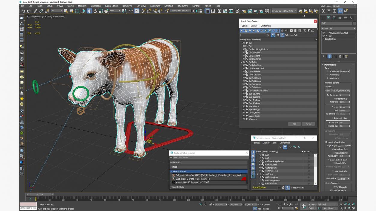 Cow Calf Rigged for Cinema 4D 3D model