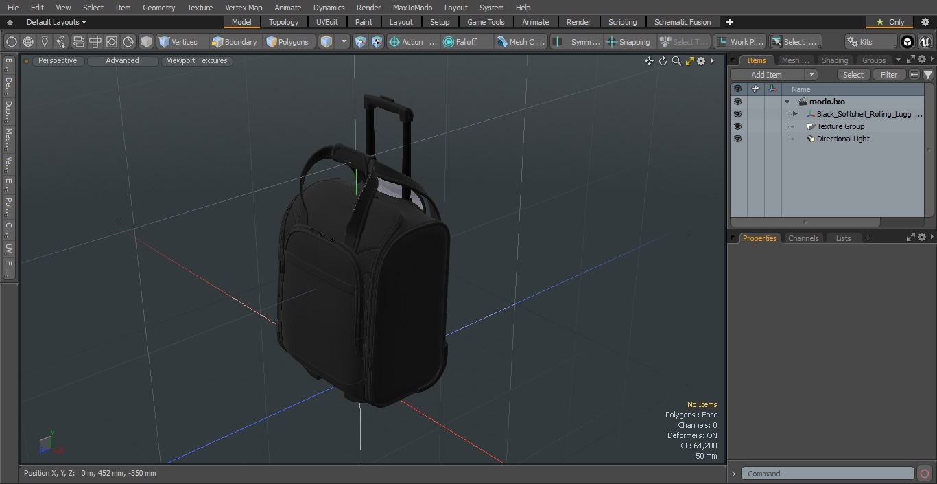 3D Black Softshell Rolling Luggage