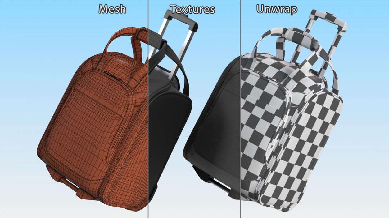 3D Black Softshell Rolling Luggage