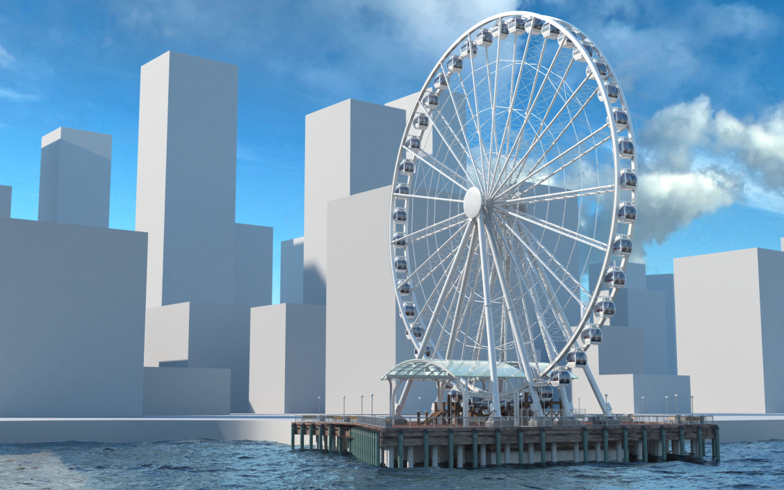 3D Seattle Great Ferris Wheel Rigged model