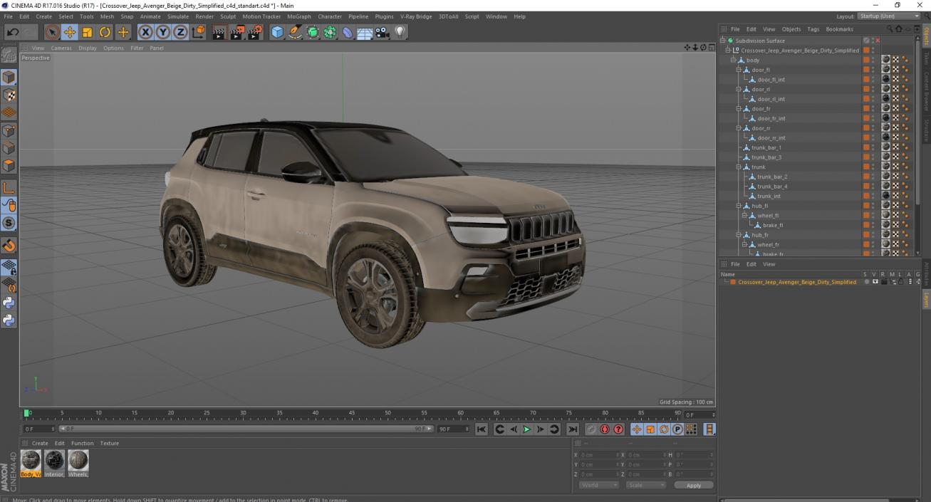 3D model Crossover Jeep Avenger Beige Dirty Simplified