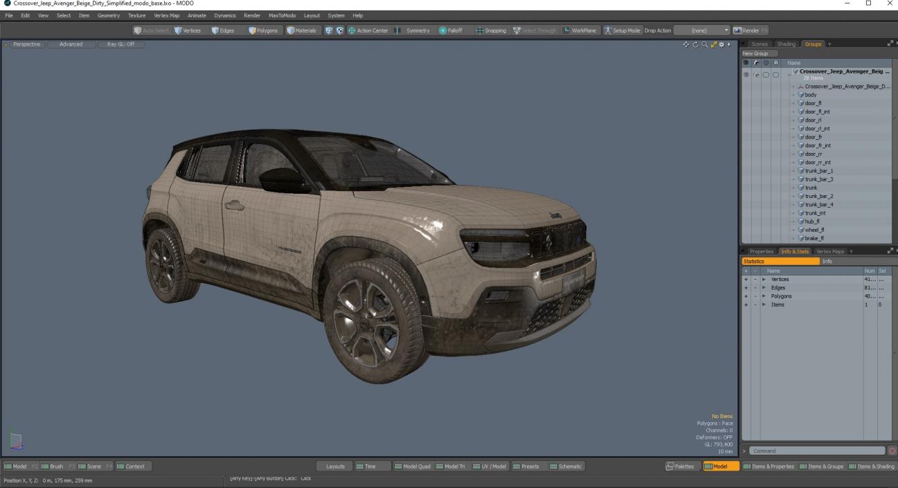 3D model Crossover Jeep Avenger Beige Dirty Simplified