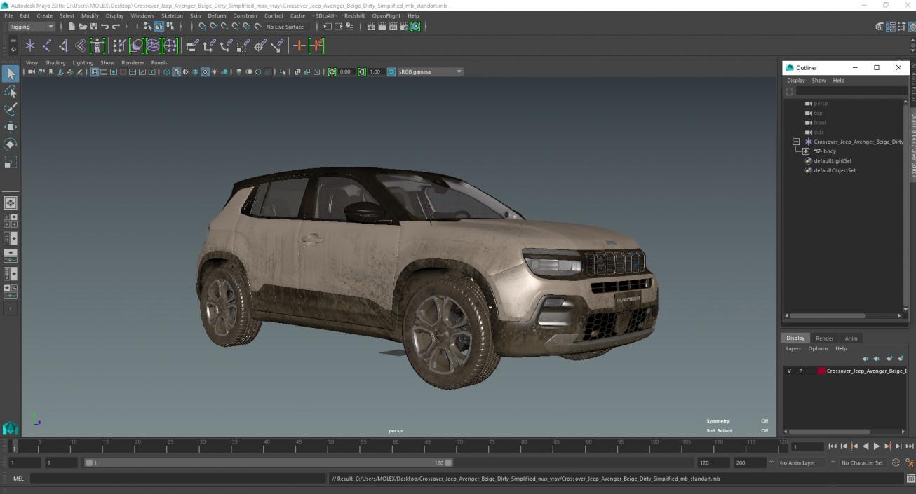 3D model Crossover Jeep Avenger Beige Dirty Simplified