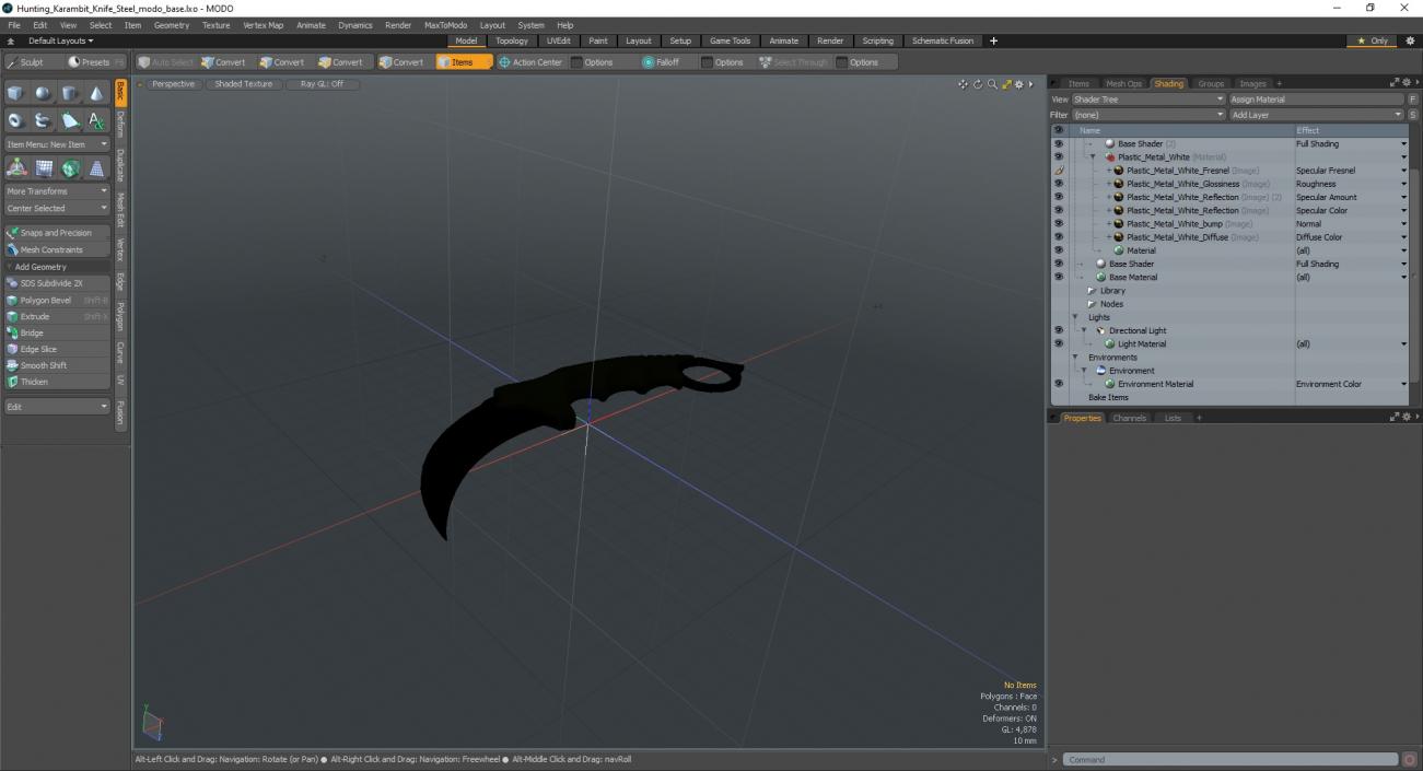 3D Hunting Karambit Knife Steel model