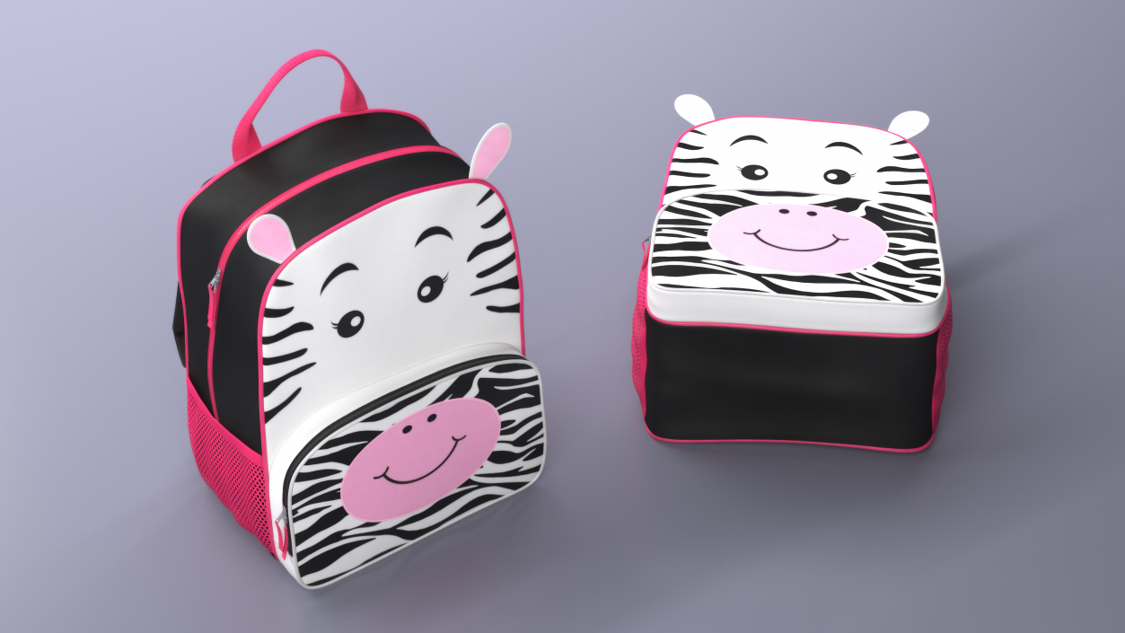 Cartoon Zebra Kids Backpack 3D