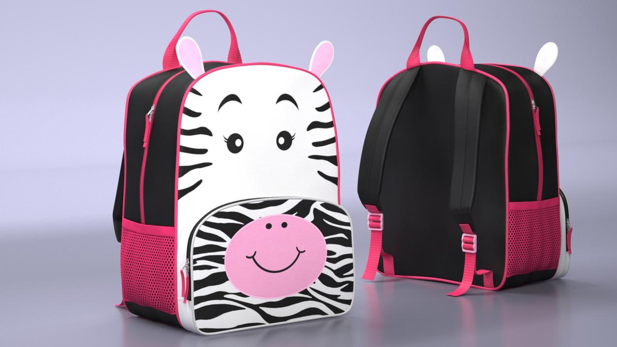 Cartoon Zebra Kids Backpack 3D