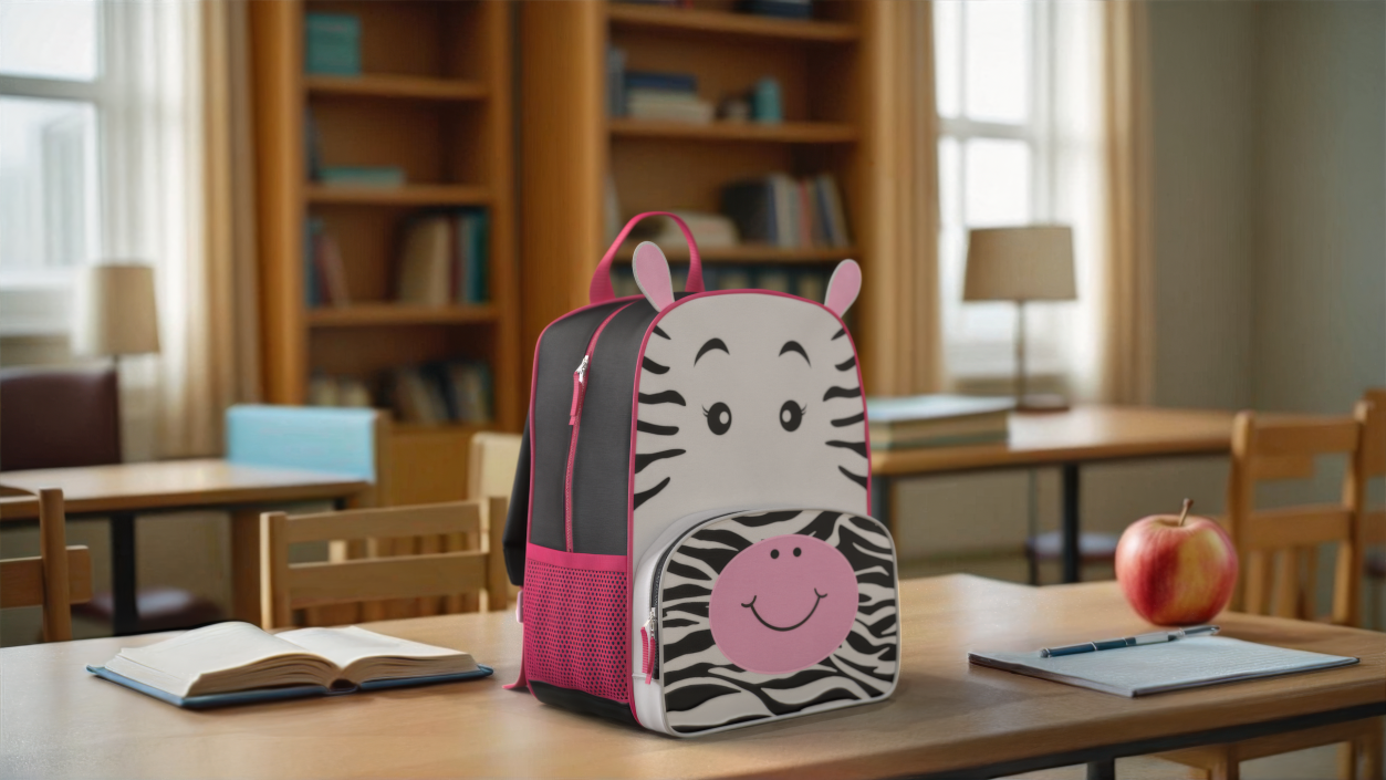 Cartoon Zebra Kids Backpack 3D