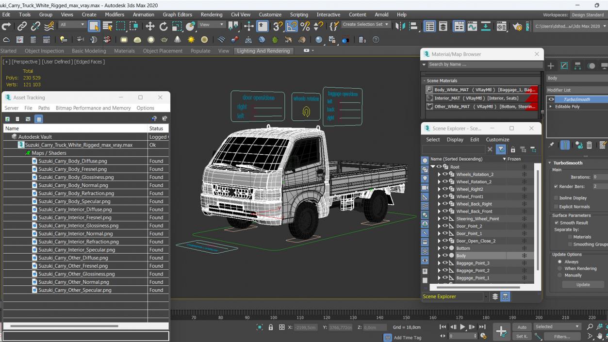 3D Suzuki Carry Truck White Rigged