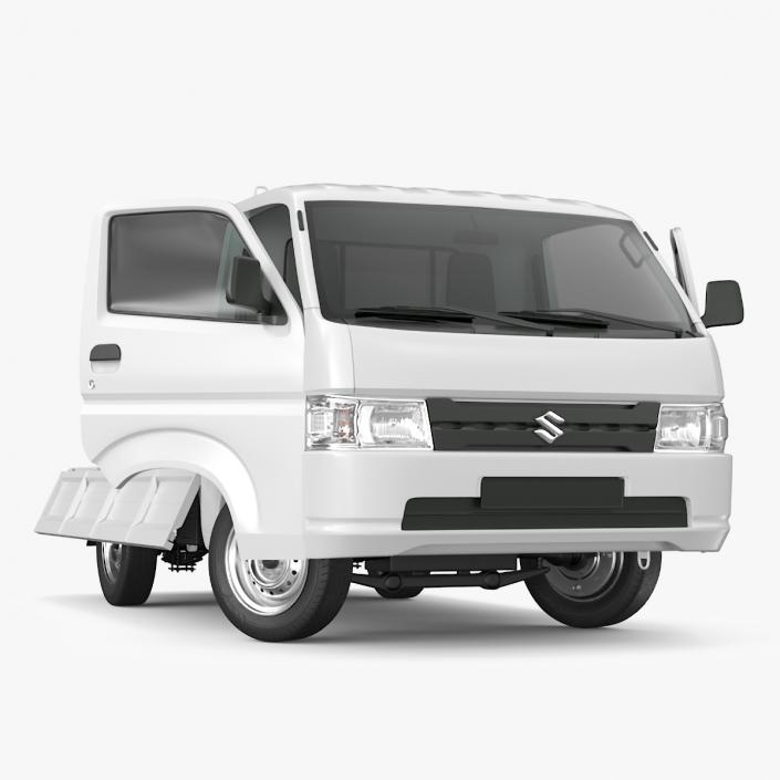 3D Suzuki Carry Truck White Rigged