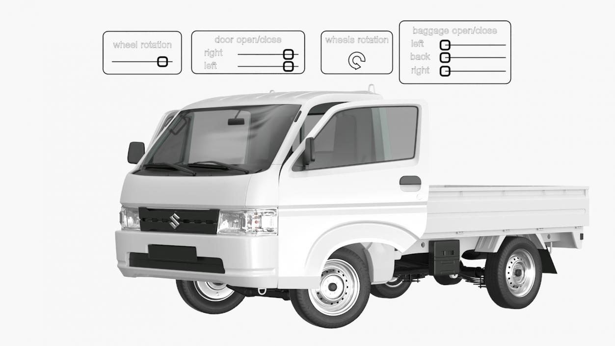 3D Suzuki Carry Truck White Rigged