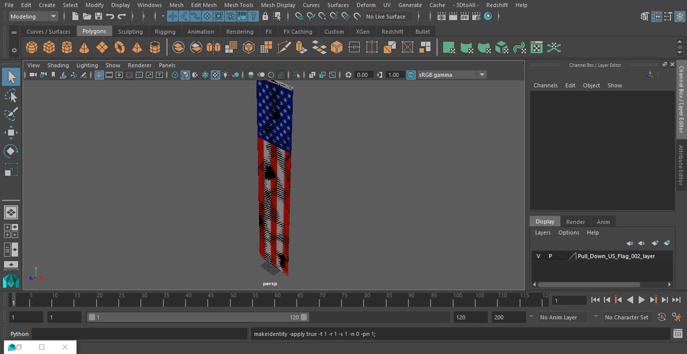 Pull Down US Flag 3D