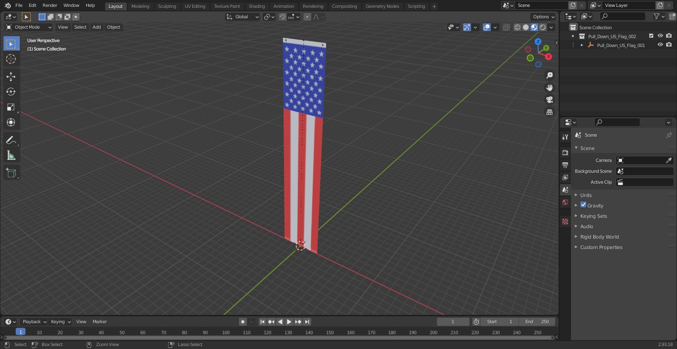 Pull Down US Flag 3D