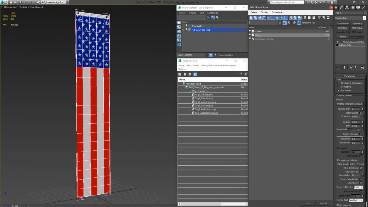 Pull Down US Flag 3D