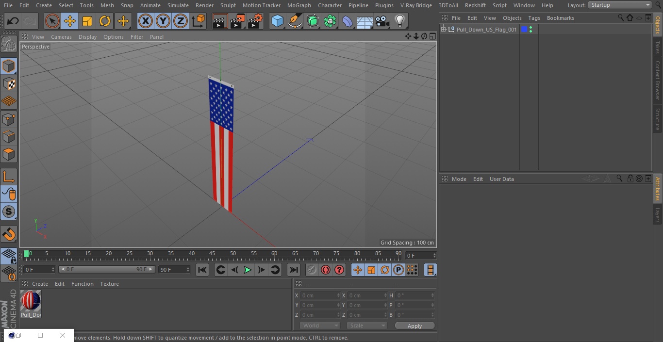 Pull Down US Flag 3D