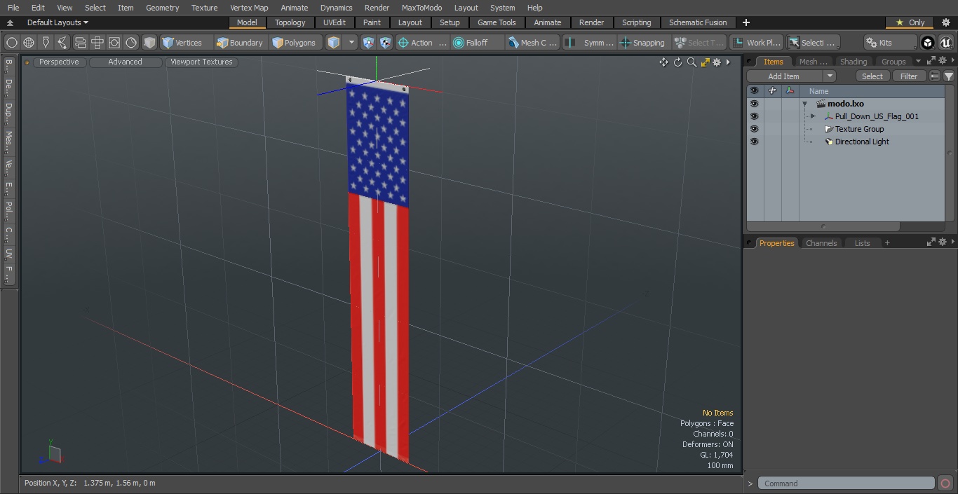 Pull Down US Flag 3D