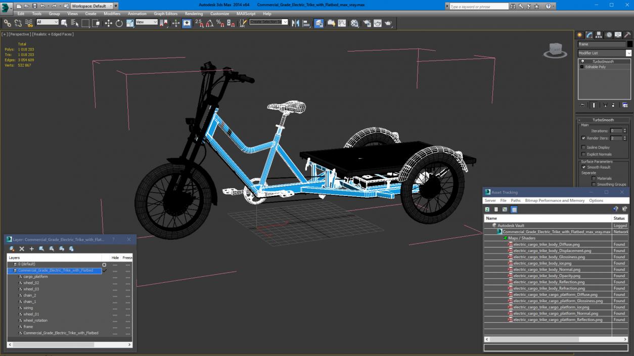 3D model Commercial Grade Electric Trike with  Flatbed