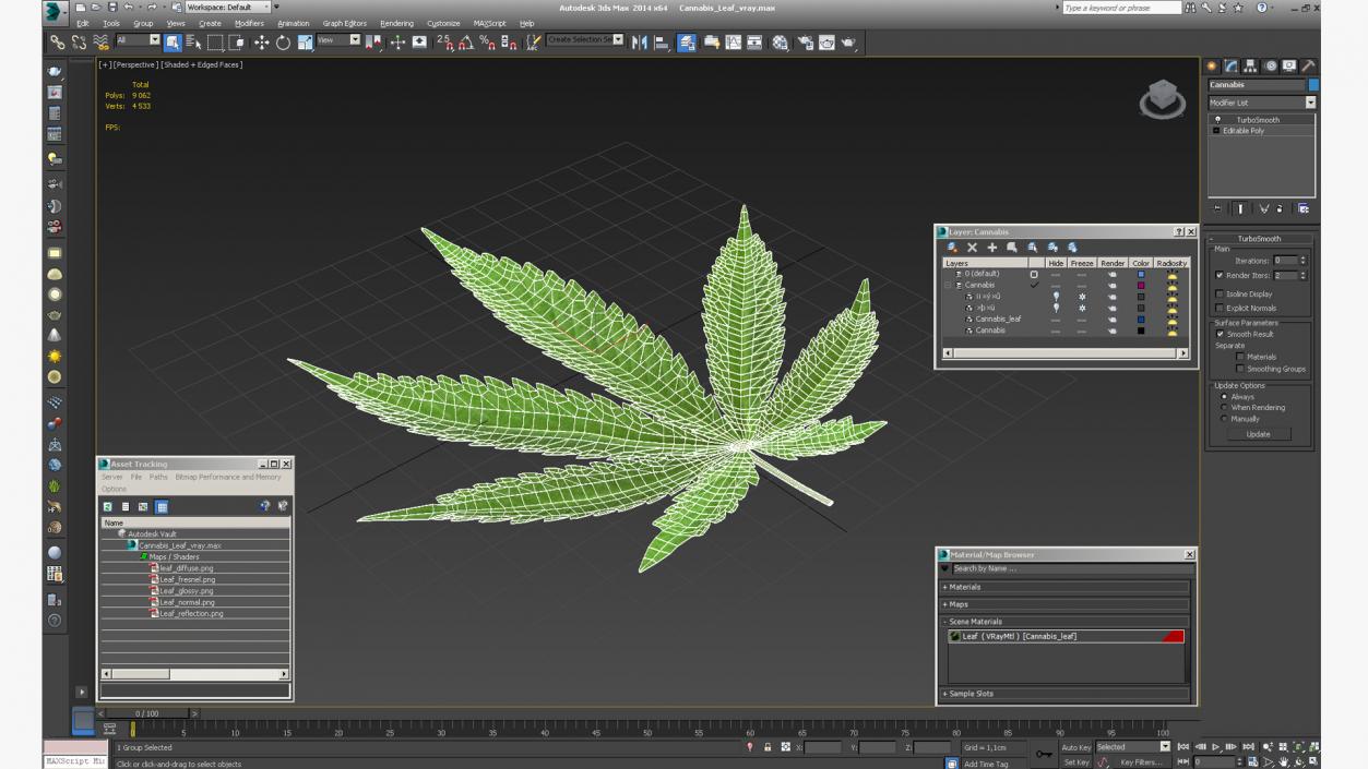 3D Cannabis Leaf model