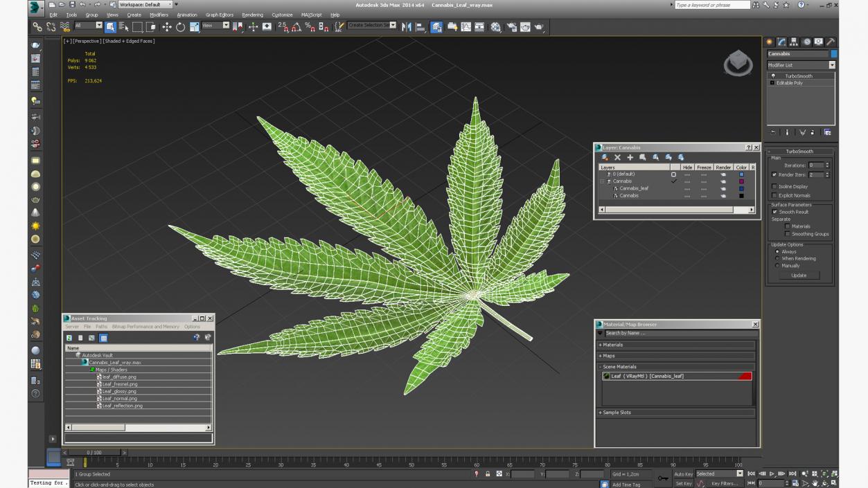 3D Cannabis Leaf model