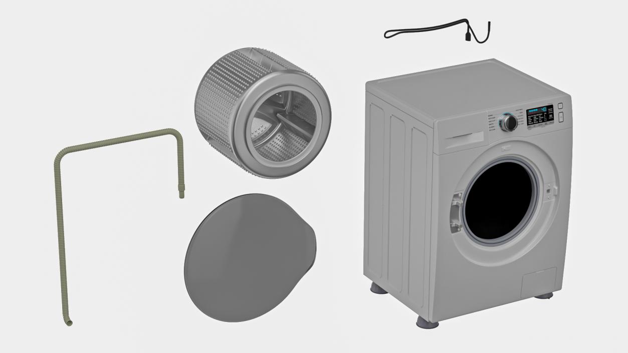 3D model Washing Machine with Foot Pads