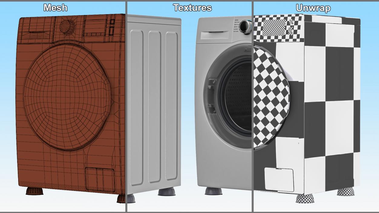 3D model Washing Machine with Foot Pads