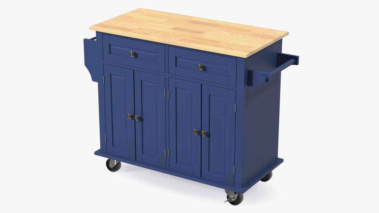 Kitchen Cart on Wheels Blue 3D