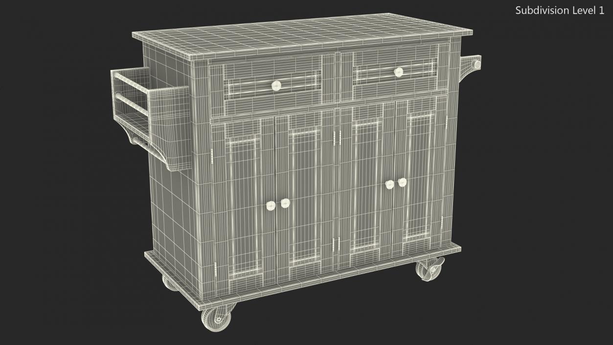 Kitchen Cart on Wheels Blue 3D