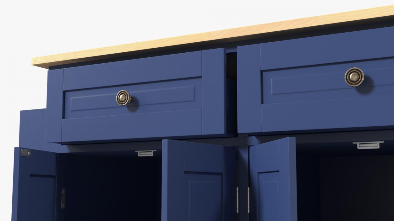 Kitchen Cart on Wheels Blue 3D