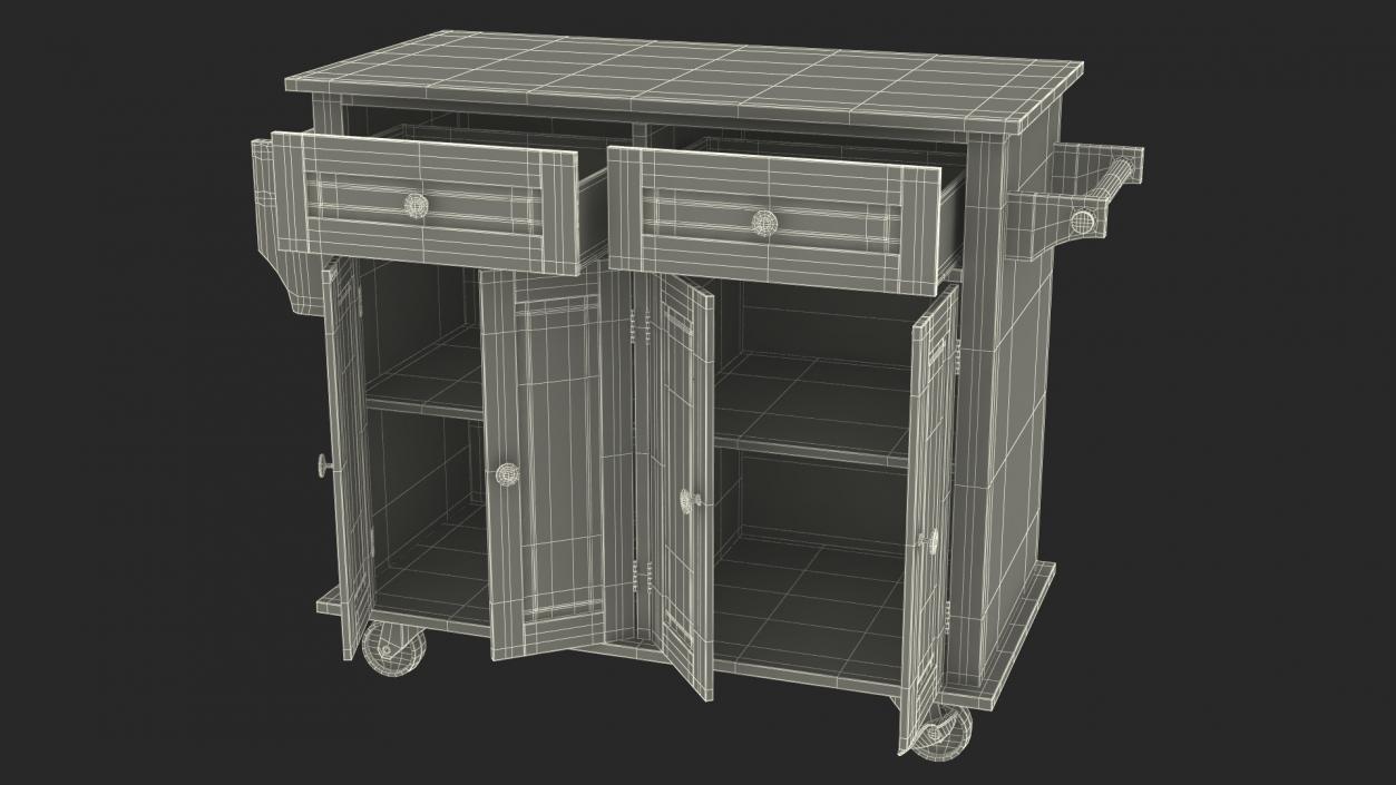 Kitchen Cart on Wheels Blue 3D