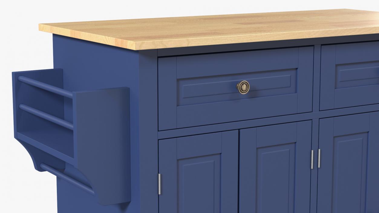 Kitchen Cart on Wheels Blue 3D