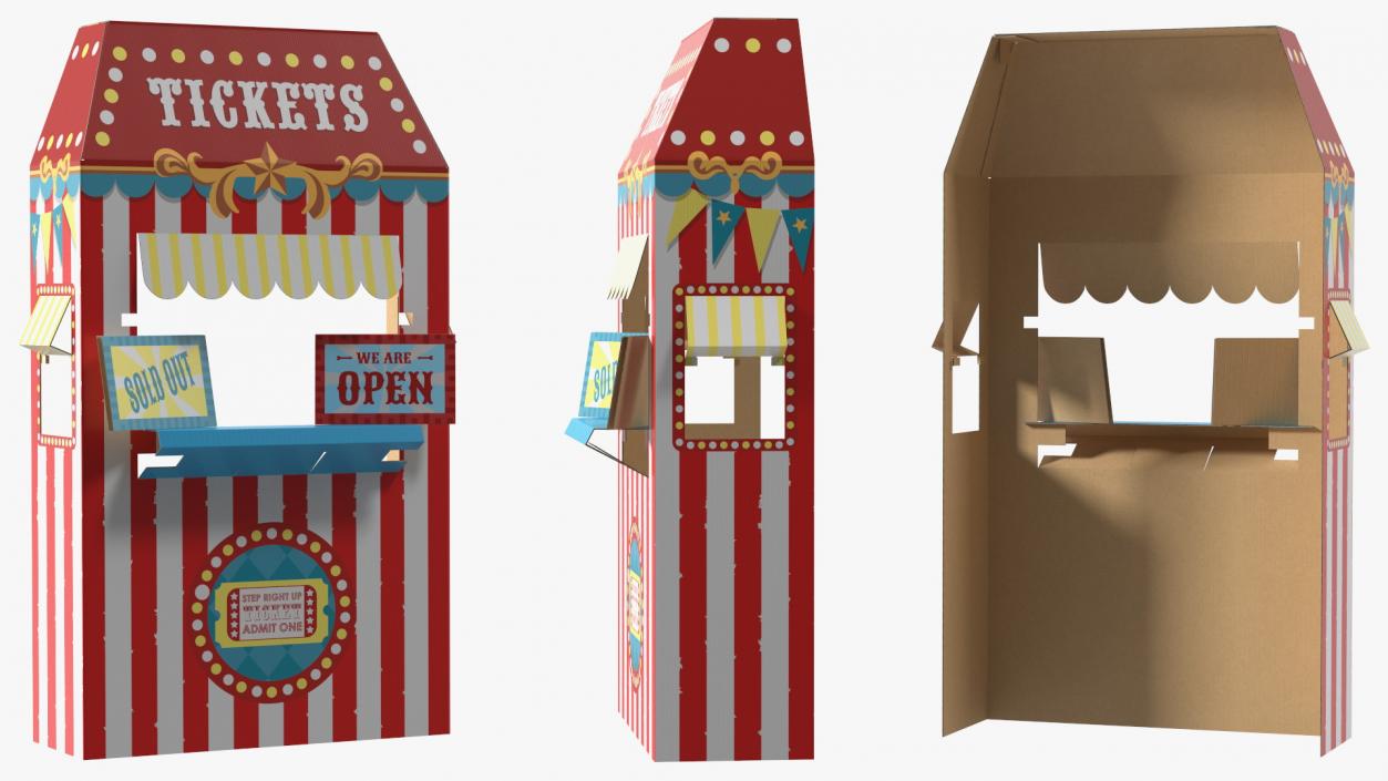 3D Ticket Booth Cardboard Stand model