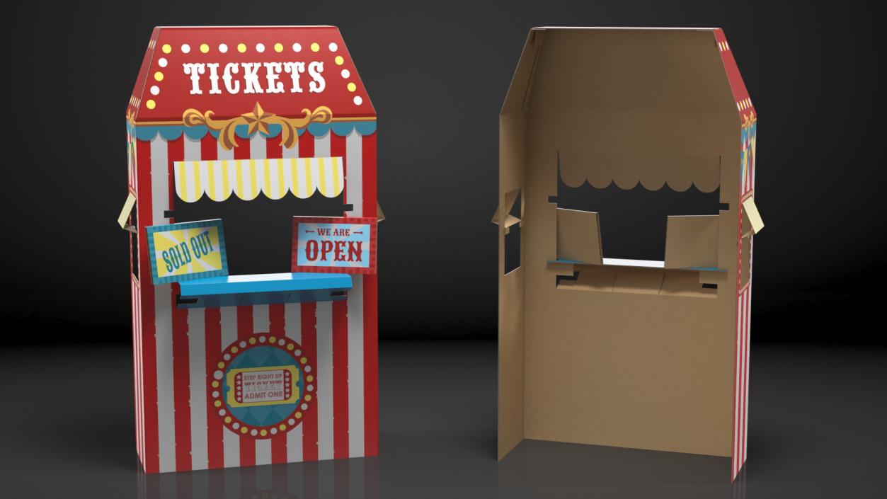 3D Ticket Booth Cardboard Stand model