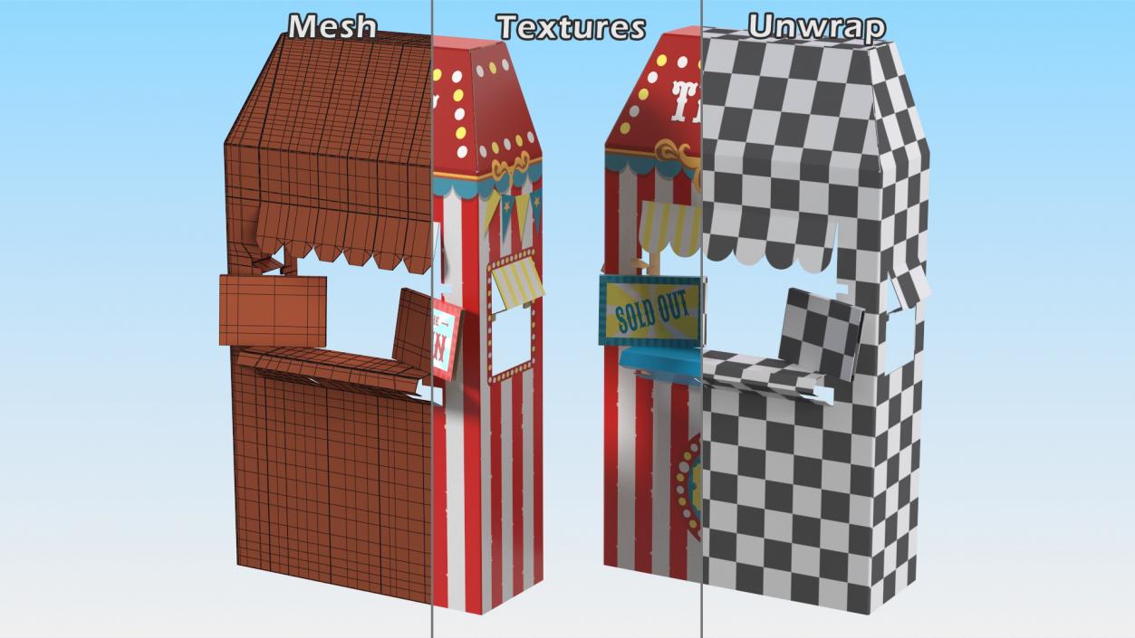 3D Ticket Booth Cardboard Stand model