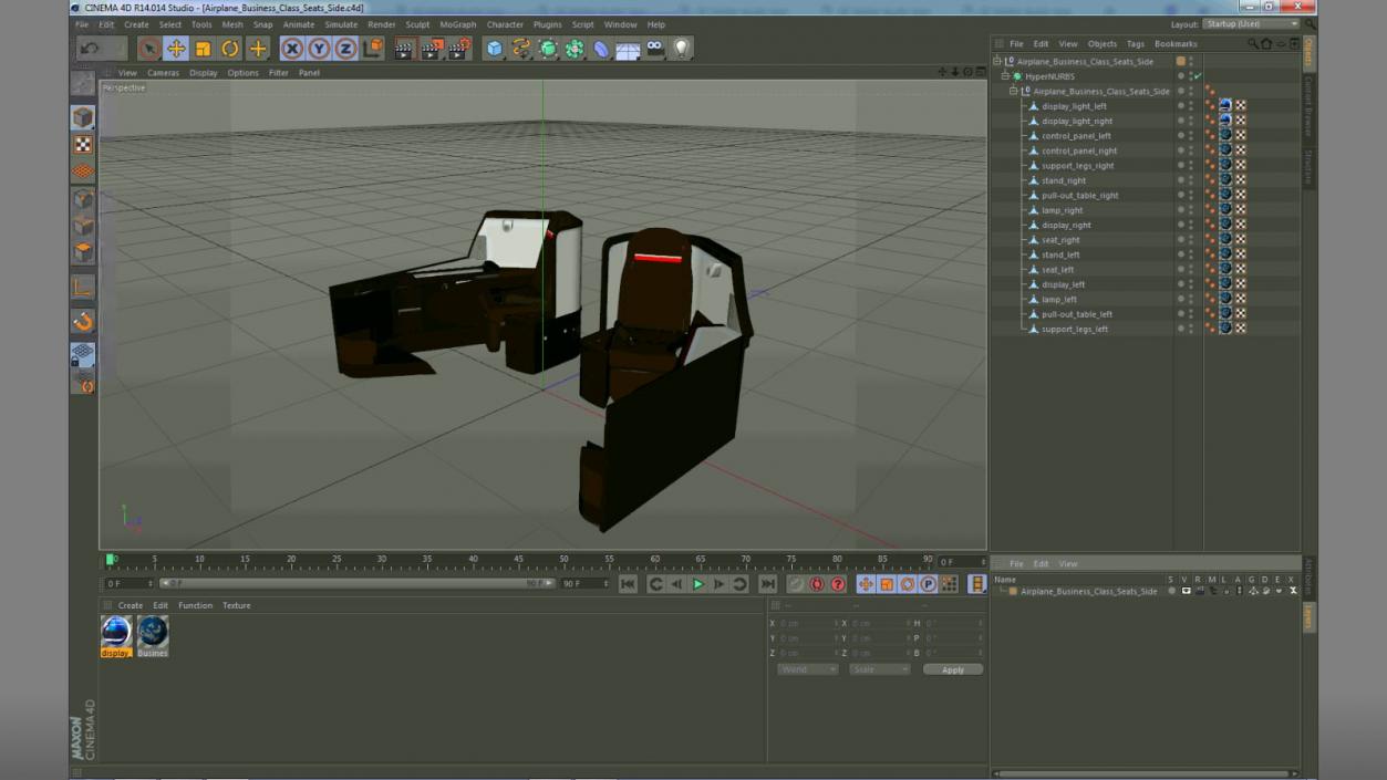 Airplane Business Class Seats Side 3D model