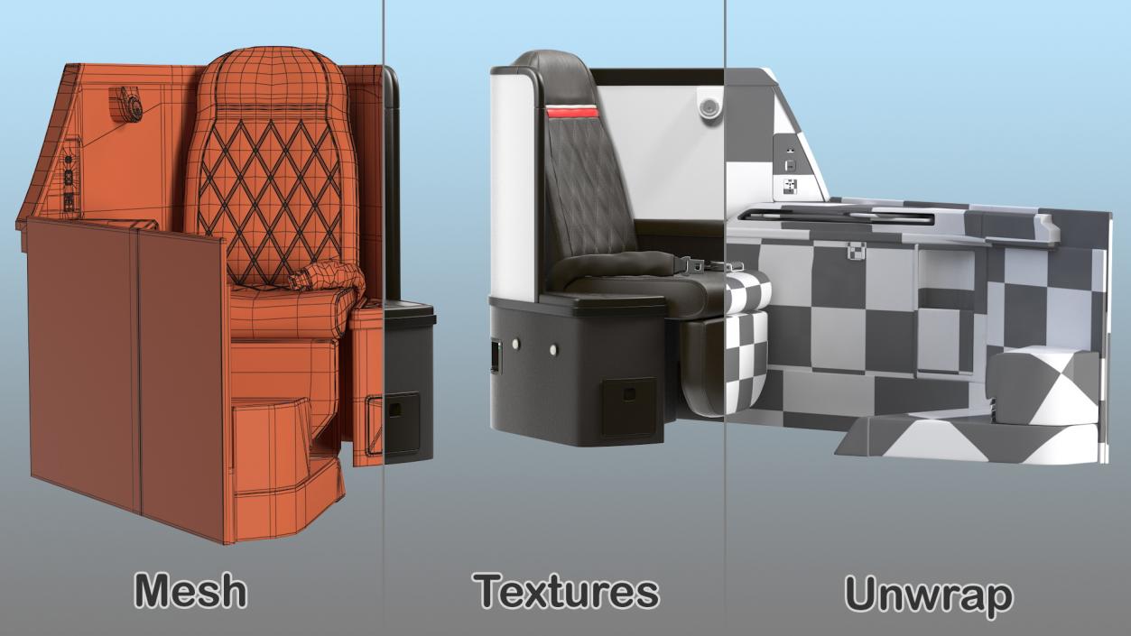 Airplane Business Class Seats Side 3D model